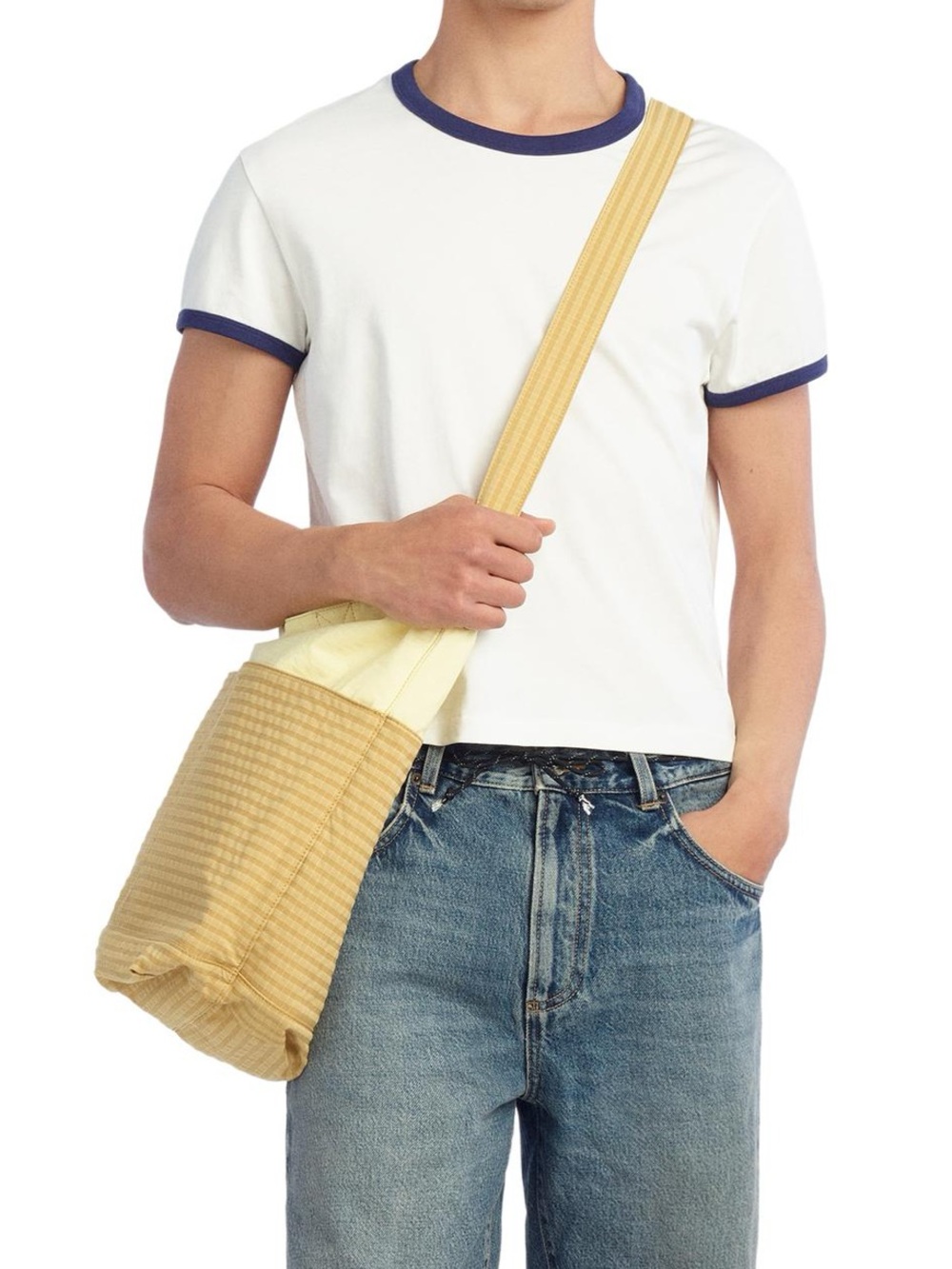 Benito Antonio By Zara Fabric Shopper Shoulder Tote Bag Yellow New With Tags - Picture 6 of 8